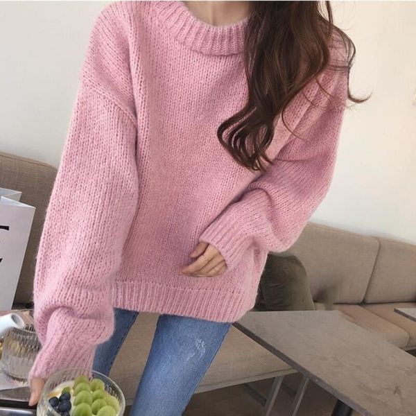 2019 autumn women pink loose sweater solid lantern sleeve oversized pullovers korean o neck knitted sweater, White;black
2019 autumn women pink loose sweater solid lantern sleeve oversized pullovers korean o neck knitted sweater, White;black