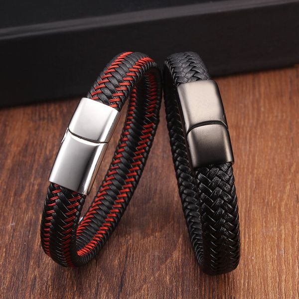 braided chain link genuine leather male men bracelets stainless steel magnetic buckle fashion charm bracelets, White
braided chain link genuine leather male men bracelets stainless steel magnetic buckle fashion charm bracelets, White