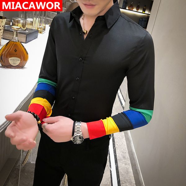 2020 new british designer long sleeve shirts men patchwork slim fit social shirt party casual shirt korean mens clothing c0007, White;black
2020 new british designer long sleeve shirts men patchwork slim fit social shirt party casual shirt korean mens clothing c0007, White;black