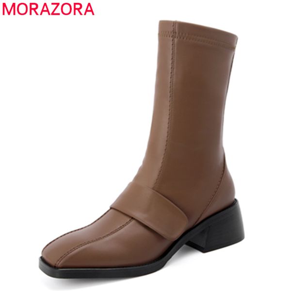 morazora 2020 new brand genuine leather ankle boots med heels square toe shoes woman winter black brown women boots
morazora 2020 new brand genuine leather ankle boots med heels square toe shoes woman winter black brown women boots