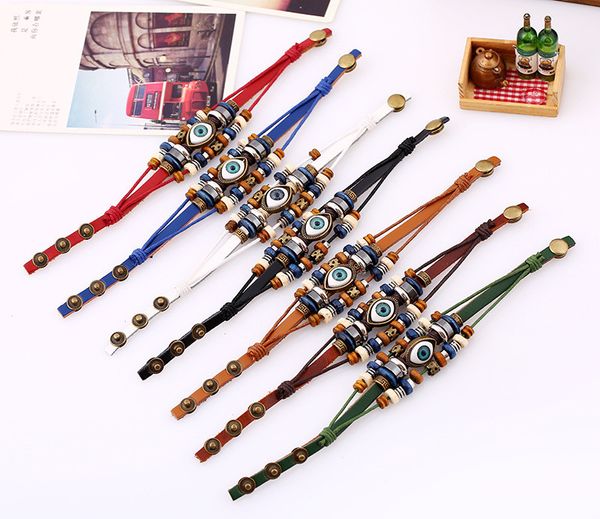 men women retro bracelets beaded eye pendant pu leather can adjust leather bracelet jewelry strap wrist bangle vintage weave wrap, Red;brown
men women retro bracelets beaded eye pendant pu leather can adjust leather bracelet jewelry strap wrist bangle vintage weave wrap, Red;brown