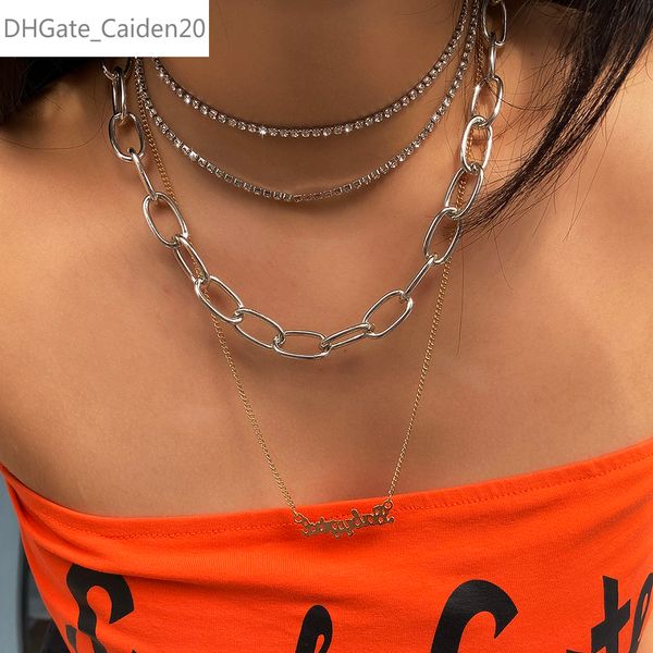 2pcs/set multi layer curb cuban chunky thick crystal chain choker necklace letter pendant necklace for women jewelry, Silver
2pcs/set multi layer curb cuban chunky thick crystal chain choker necklace letter pendant necklace for women jewelry, Silver