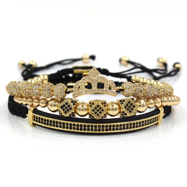 3pcs/set gold hip hop hand made bead bracelet men copper pave cz zircon crown roman numeral bracelets jewelry, Black
3pcs/set gold hip hop hand made bead bracelet men copper pave cz zircon crown roman numeral bracelets jewelry, Black