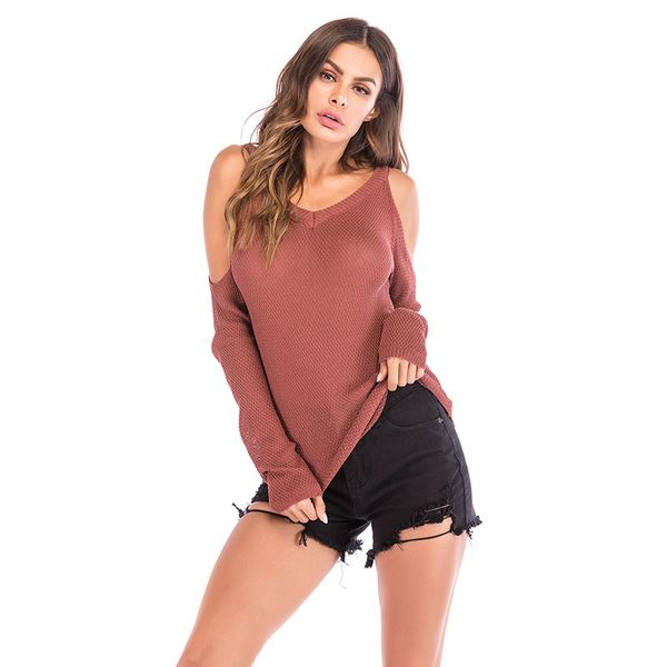 2019 spring new women's v-neck off-the-shoulder sweater wild pullover sweater long-sleeved shirt women's clothing, White;black
2019 spring new women's v-neck off-the-shoulder sweater wild pullover sweater long-sleeved shirt women's clothing, White;black