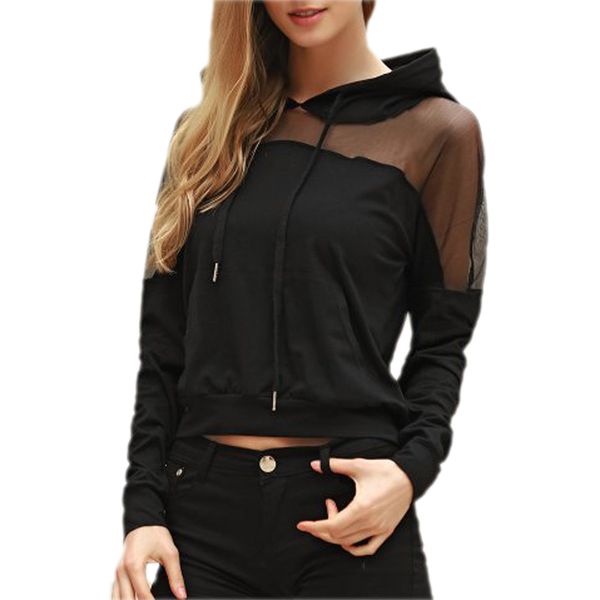 2019 women long sleeve sweatshirt hoodies autumn women streetwear mesh patchwork hoodie clothes cropped jumper pullover top, Black
2019 women long sleeve sweatshirt hoodies autumn women streetwear mesh patchwork hoodie clothes cropped jumper pullover top, Black