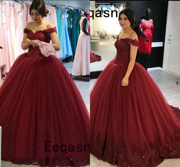 2019 new arrival burgundy ball gown lace appliques beaded prom dress v neckline princess puffy off the shoulder prom gowns sale, Black
2019 new arrival burgundy ball gown lace appliques beaded prom dress v neckline princess puffy off the shoulder prom gowns sale, Black