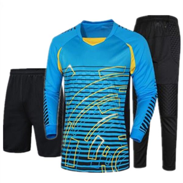 

professional goalkeeper soccer jerseys kit sponge protection goalkeeper football uniform long goalie shirt training pants & shorts, Black