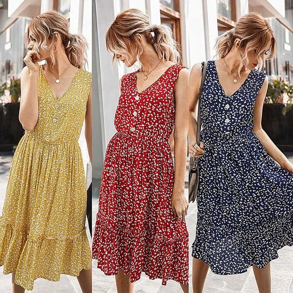 casual dresses printing dress woman small floral original design european and american explosion models 2021 summer sleeveless, Black;gray
casual dresses printing dress woman small floral original design european and american explosion models 2021 summer sleeveless, Black;gray