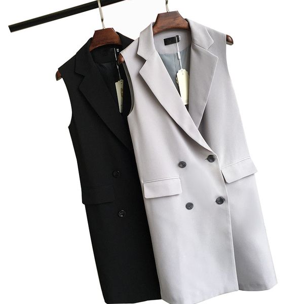 5xl plus size long vest double-breasted slim women's sleeveless jacket black waistcoat female casual veste femme spring autumn, Black;white
5xl plus size long vest double-breasted slim women's sleeveless jacket black waistcoat female casual veste femme spring autumn, Black;white