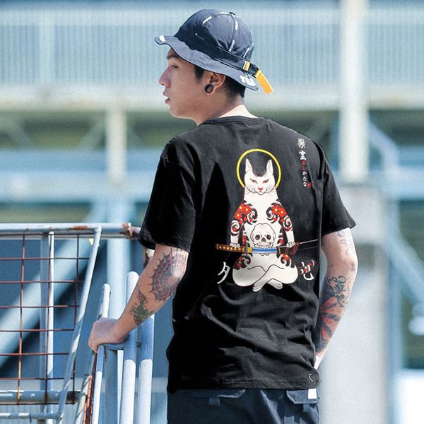 men harajuku t shirt japanese ninja cat skull tshirt hip hop streetwear ukiyoe embroidery t-shirts 2019 summer cotton tees, White;black
men harajuku t shirt japanese ninja cat skull tshirt hip hop streetwear ukiyoe embroidery t-shirts 2019 summer cotton tees, White;black