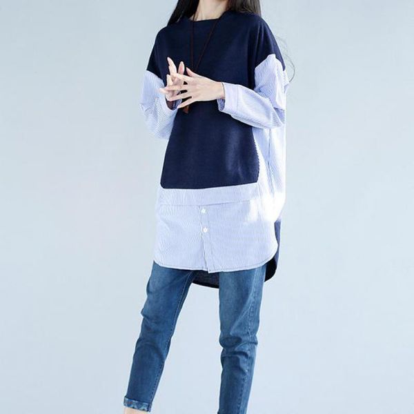 2019 spirng autumn fashion patchwork o neck 2 color loose women long shirt jl-shmf037, White
2019 spirng autumn fashion patchwork o neck 2 color loose women long shirt jl-shmf037, White