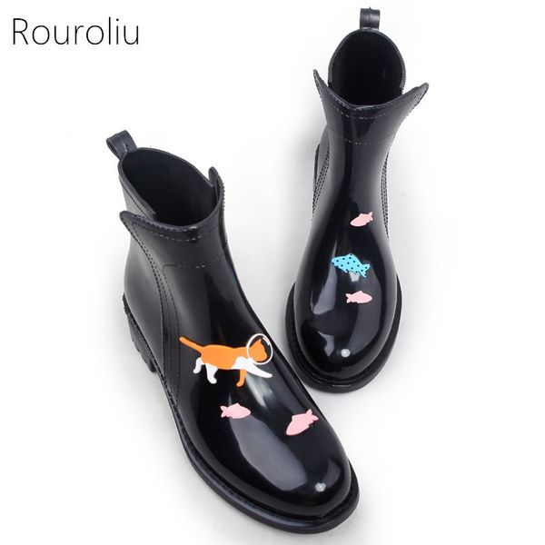 rouroliu women pvc ankle rain boots cartoon animals waterproof water shoes woman rainboots wellies slip-on tr114, Black
rouroliu women pvc ankle rain boots cartoon animals waterproof water shoes woman rainboots wellies slip-on tr114, Black