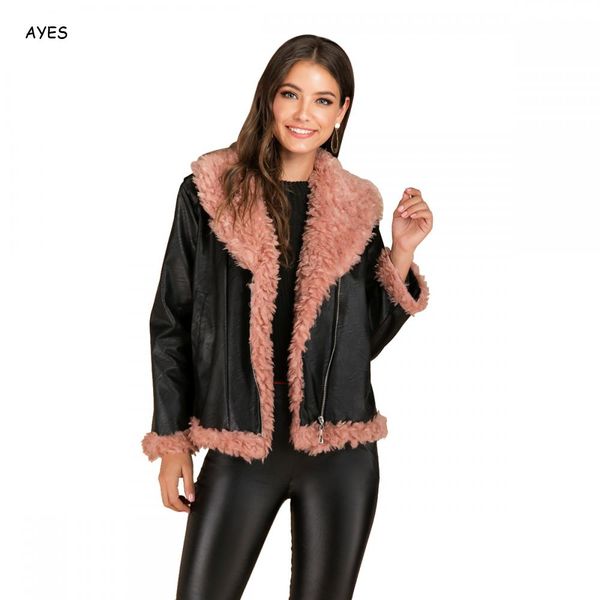 autumn female jacket long sleeve fluffy fur coat veste femme woman fashion artificial fur lapel collar gothic pu leather jacket, Black
autumn female jacket long sleeve fluffy fur coat veste femme woman fashion artificial fur lapel collar gothic pu leather jacket, Black