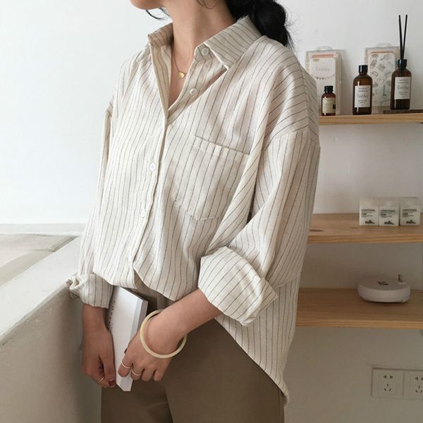 totob casual striped shirts women single-breasted one pocket female blouses 2020 loose shirts femme blusas mujer de moda, White
totob casual striped shirts women single-breasted one pocket female blouses 2020 loose shirts femme blusas mujer de moda, White