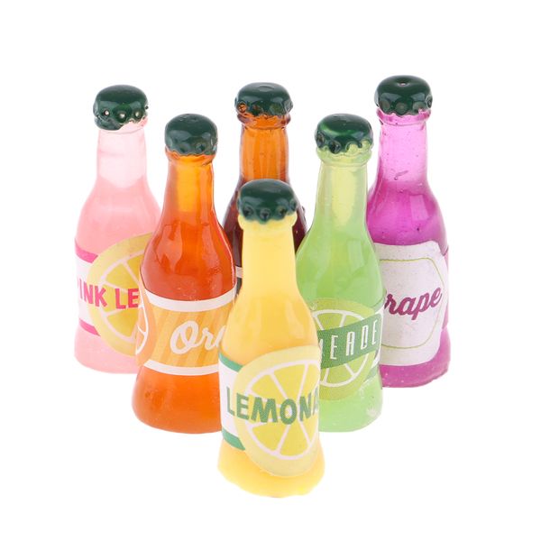 6pcs 1:12 Dollhouse Miniature Beer Wine Juice Bottles Liquor Drink Play Food Model Kitchen Toy