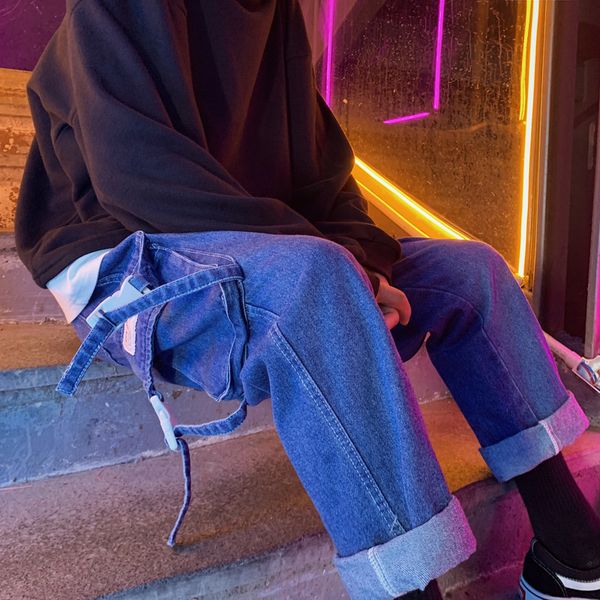 2019 autumn and winter new korean version of multi-pocket tooling three-color tide male trend loose casual jeans, Blue
2019 autumn and winter new korean version of multi-pocket tooling three-color tide male trend loose casual jeans, Blue