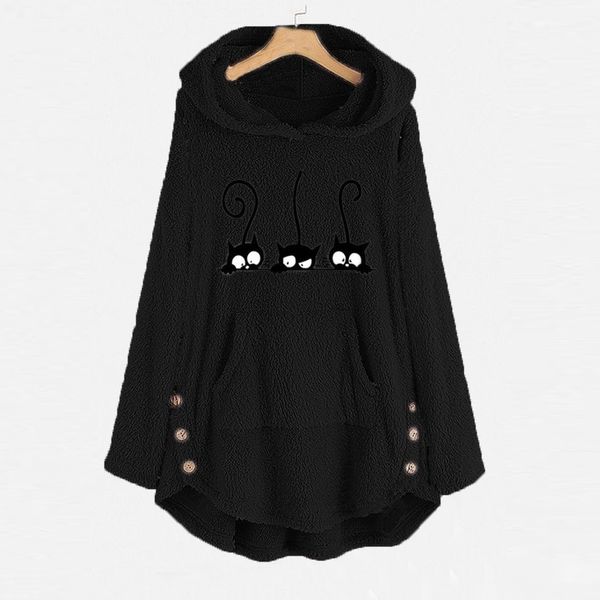 womens fleece cat embroidery plus size hoodies warm hoodie button sweatshirt blouse ropa mujer, Black
womens fleece cat embroidery plus size hoodies warm hoodie button sweatshirt blouse ropa mujer, Black