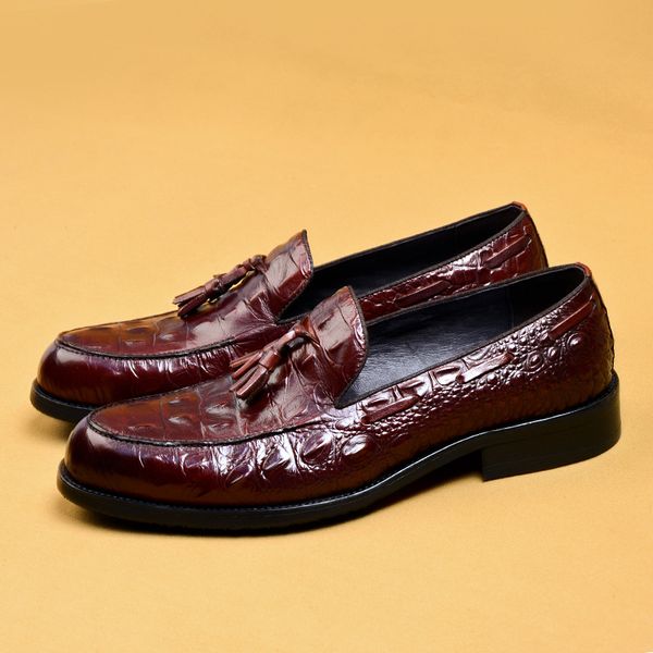 luxury men's crocodile pattern tassel pointed leather shoes casual trend business wedding men's shoes, Black
luxury men's crocodile pattern tassel pointed leather shoes casual trend business wedding men's shoes, Black