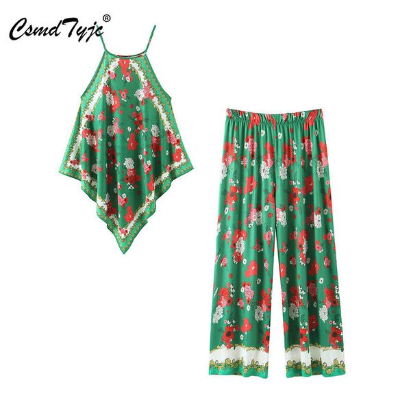 elegant print halter blouses suit high elastic waist female asymmetry set summer women ankle-length pants sets, White
elegant print halter blouses suit high elastic waist female asymmetry set summer women ankle-length pants sets, White