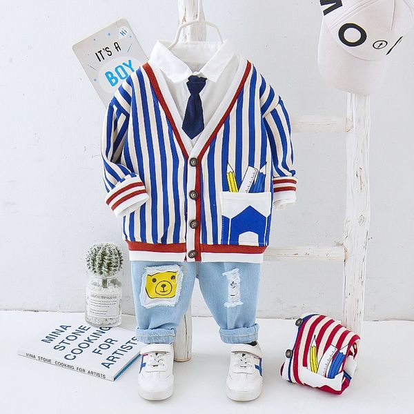 children's clothing boys ' season children's vertical strip cardigan collar set 1-3 years old baby handsome casual three-piec, Red;brown
children's clothing boys ' season children's vertical strip cardigan collar set 1-3 years old baby handsome casual three-piec, Red;brown