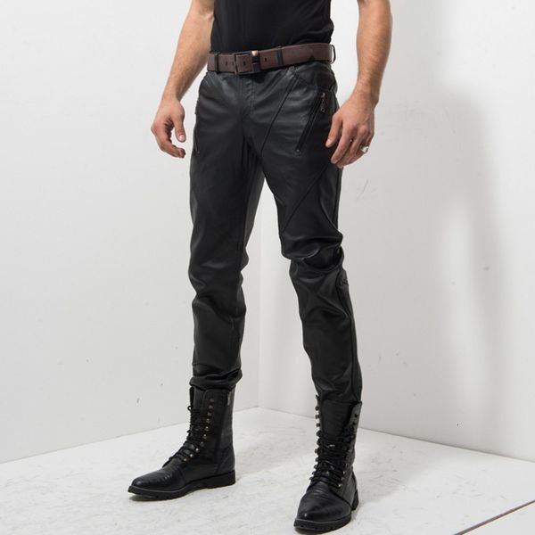 men's pants zipper mens slim gentleman windproof middle aged genuine leather pig motorcycle biker male fashion trousers, Black
men's pants zipper mens slim gentleman windproof middle aged genuine leather pig motorcycle biker male fashion trousers, Black