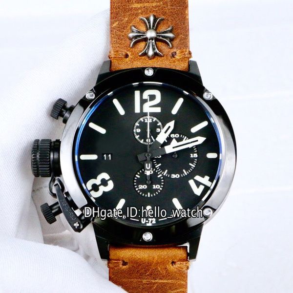 left handed u-72 u72 big face pvd black steel case black dial quartz chronograph mens watch strapwatch brown leather strap sport watches, Slivery;brown
left handed u-72 u72 big face pvd black steel case black dial quartz chronograph mens watch strapwatch brown leather strap sport watches, Slivery;brown