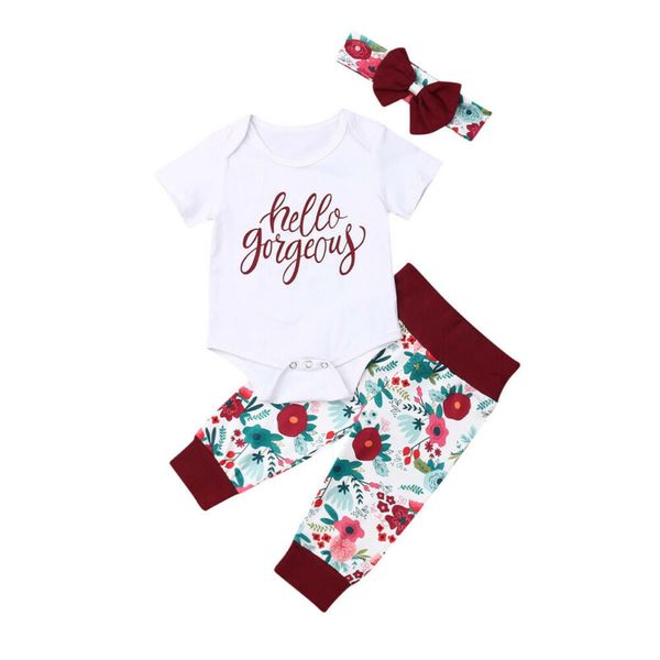 cute kids baby girl summer clothing sets newborn girl cotton 3pcs letter romper floral long pants headband 3pcs outfits 0-18m cute kids baby girl summer clothing sets newborn girl cotton 3pcs letter romper floral long pants headband 3pcs outfits 0-18m