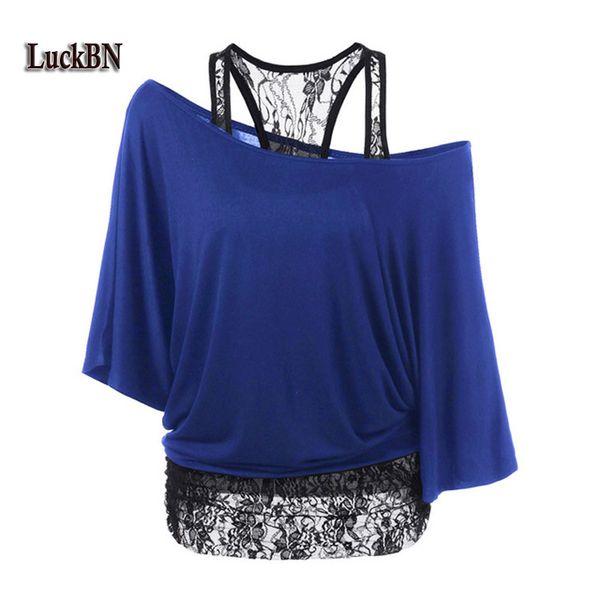 women's t-shirt 2021 t shirts summer 2pcs sets loose vest lace stitching inclined shoulder bat sleeve blue plus size 5xl, White
women's t-shirt 2021 t shirts summer 2pcs sets loose vest lace stitching inclined shoulder bat sleeve blue plus size 5xl, White