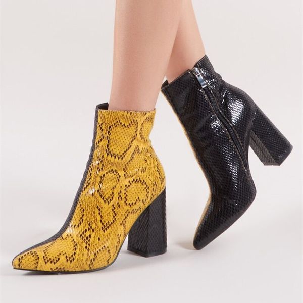 print snake pu women ankle boots zip pointed toe footwear thick high heels female boot party shoes women 2019 new spring, Black
print snake pu women ankle boots zip pointed toe footwear thick high heels female boot party shoes women 2019 new spring, Black