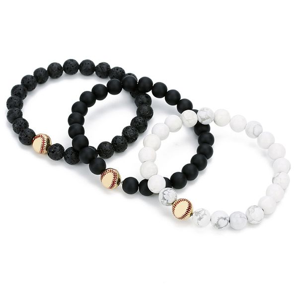 8mm natural stone beads bracelet bangles for women black white color elastic rope baseball charm bracelets couple jewelry, Golden;silver
8mm natural stone beads bracelet bangles for women black white color elastic rope baseball charm bracelets couple jewelry, Golden;silver