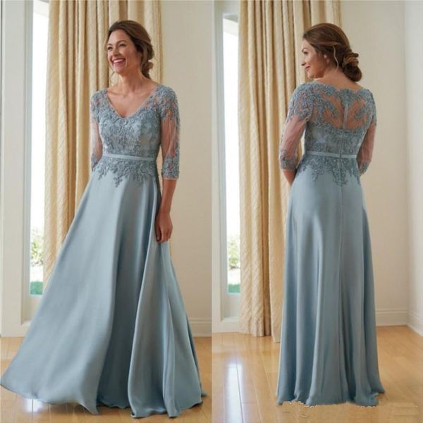 2019 modest a-line mother of the bride dresses v-neck three quarter sleeves appliques floor length sweep train dinner gowns, White;black
2019 modest a-line mother of the bride dresses v-neck three quarter sleeves appliques floor length sweep train dinner gowns, White;black