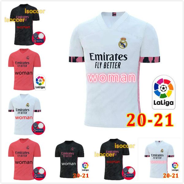 

women league and cup font 2019 2020 real madrid grils soccer jersey 19 20 benzema bale hazard zidane sergio ramos ladies football shirt, Black;yellow