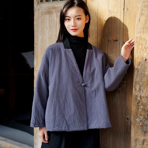 women winter retro loose padded short coat parkas ladies vintage v neck cotton linen coat 2019 female one button loose, Black
women winter retro loose padded short coat parkas ladies vintage v neck cotton linen coat 2019 female one button loose, Black