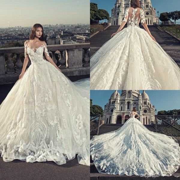 julia kontogruni wedding dresses lace applique sheer jewel neck beads half sleeve bridal gowns chapel length plus size wedding dress, White
julia kontogruni wedding dresses lace applique sheer jewel neck beads half sleeve bridal gowns chapel length plus size wedding dress, White