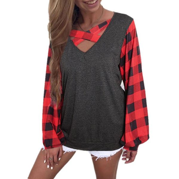 2020 women's shirts fashion split v neck long sleeve casual plaid lantern sleeve tunic blouses henley long casual, White;red
2020 women's shirts fashion split v neck long sleeve casual plaid lantern sleeve tunic blouses henley long casual, White;red