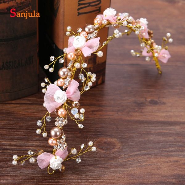 gold bridal headband with pink bow crystal pearls wedding accessory for head women party decoration t080
gold bridal headband with pink bow crystal pearls wedding accessory for head women party decoration t080