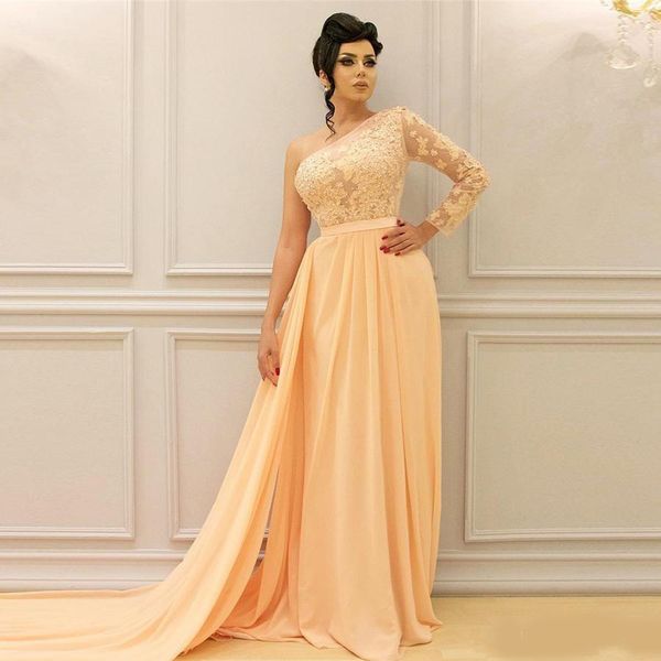 arabic one shoulder prom dresses long sleeve lace chiffon beads party dress evening gowns vestido de fiesta, Black
arabic one shoulder prom dresses long sleeve lace chiffon beads party dress evening gowns vestido de fiesta, Black