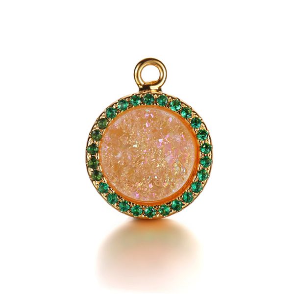 10mm round natural druzy stone pendants micro pave green/blue/red luxury zircon pendants crystal accessories for jewelry making, Silver
10mm round natural druzy stone pendants micro pave green/blue/red luxury zircon pendants crystal accessories for jewelry making, Silver