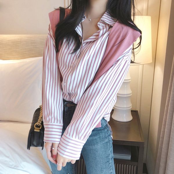 casual 2 pieces striped women blouses v-neck female blouses and loose women's shirts blusas mujer de moda, White
casual 2 pieces striped women blouses v-neck female blouses and loose women's shirts blusas mujer de moda, White