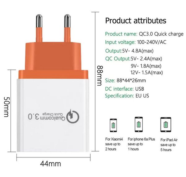 qc 3.0 wall charger 3 ports travel adapter quick charge multi usb phone adapters eu us portable fast charging for samsung smartphone
qc 3.0 wall charger 3 ports travel adapter quick charge multi usb phone adapters eu us portable fast charging for samsung smartphone