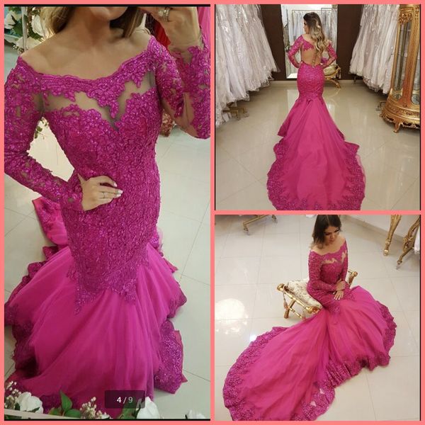 vestido de festa mermaid fuchsia long sleeve lace appliques prom dress floor length fashion real picture prom gowns selling 2019, Black
vestido de festa mermaid fuchsia long sleeve lace appliques prom dress floor length fashion real picture prom gowns selling 2019, Black