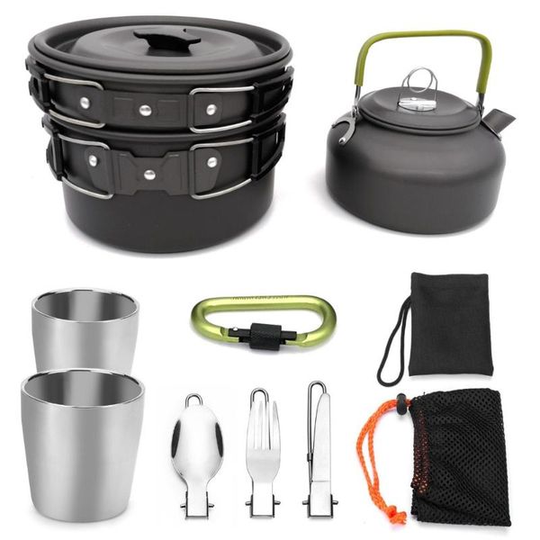 portable outdoor cookware kettle cup pot set camping tableware mess kit carabiner for camping hiking picnic travel tableware 
portable outdoor cookware kettle cup pot set camping tableware mess kit carabiner for camping hiking picnic travel tableware