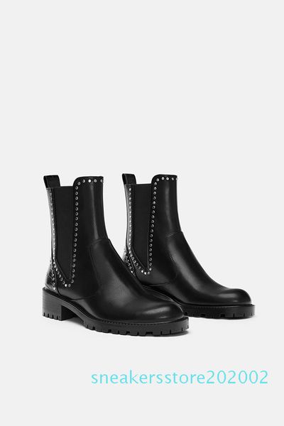 side elastic force rivet head flat bottom short boots knight boot boot women's shoes s02, Black
side elastic force rivet head flat bottom short boots knight boot boot women's shoes s02, Black