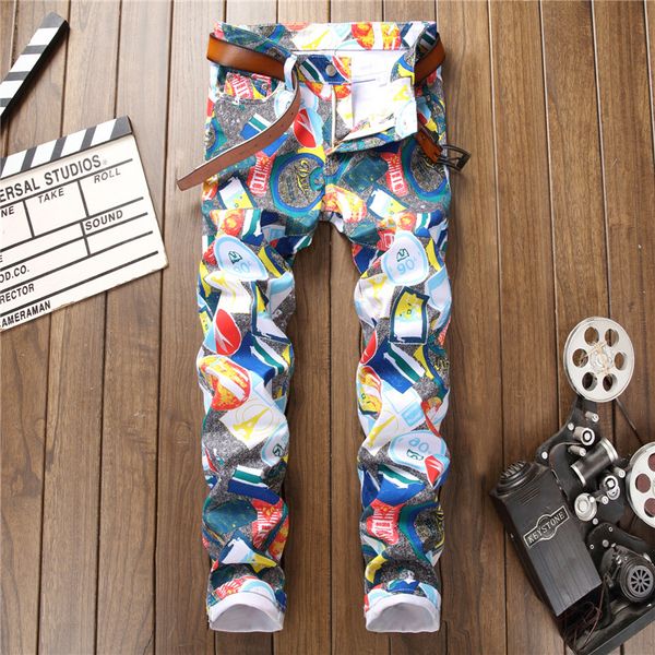 2019 new spring men's painted skinny jeans 3d digital printing designer elastic pants graffiti slim stretch jeans, Blue
2019 new spring men's painted skinny jeans 3d digital printing designer elastic pants graffiti slim stretch jeans, Blue