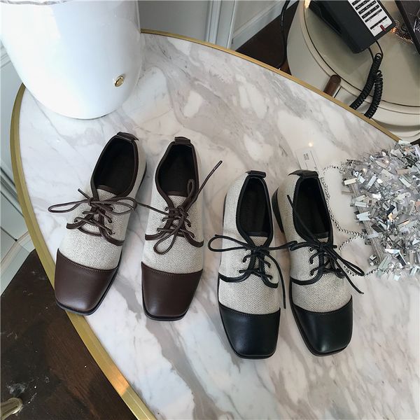 square toe women oxford shoes all-match 2019 fashion women's casual female sneakers british style flats autumn mixed colors, Black 
square toe women oxford shoes all-match 2019 fashion women's casual female sneakers british style flats autumn mixed colors, Black