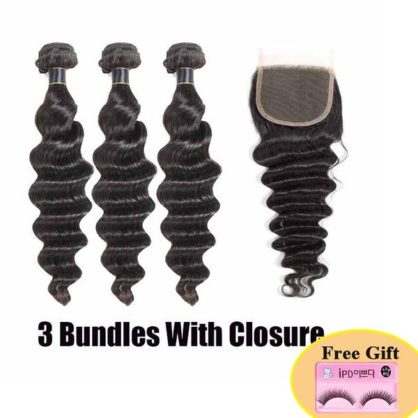 brazilian loose deep virgin human hair weave 3 bundles and closure remy human hair bundles with closure human hair extensions wefts, Black
brazilian loose deep virgin human hair weave 3 bundles and closure remy human hair bundles with closure human hair extensions wefts, Black
