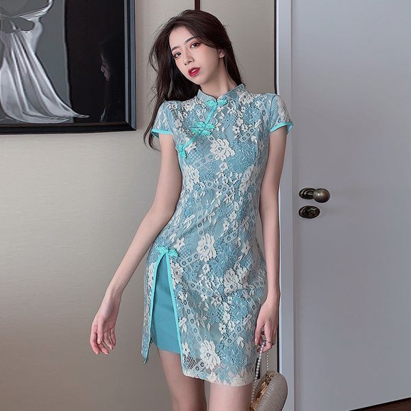 vintage lace hollow out summer chinese style dresses stand fashion brand blue temperament women's clothing short dress new, Black;gray
vintage lace hollow out summer chinese style dresses stand fashion brand blue temperament women's clothing short dress new, Black;gray
