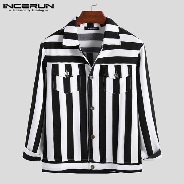 autumn men striped shirt pockets 2019 chic button up long sleeve fashion camisa masculina streetwear men casual shirts incerun, White;black
autumn men striped shirt pockets 2019 chic button up long sleeve fashion camisa masculina streetwear men casual shirts incerun, White;black