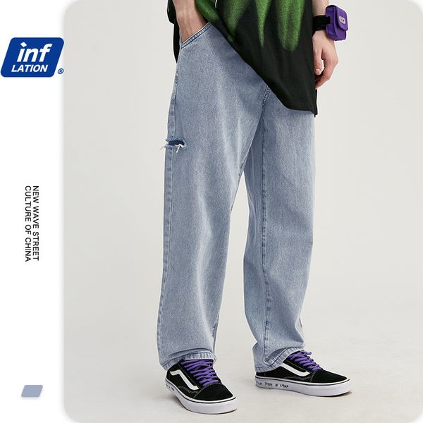 inf men's clothing | 2020 spring the new popular logo hip-hop tannins wash water hole straight by hand loose jeans, Blue
inf men's clothing | 2020 spring the new popular logo hip-hop tannins wash water hole straight by hand loose jeans, Blue