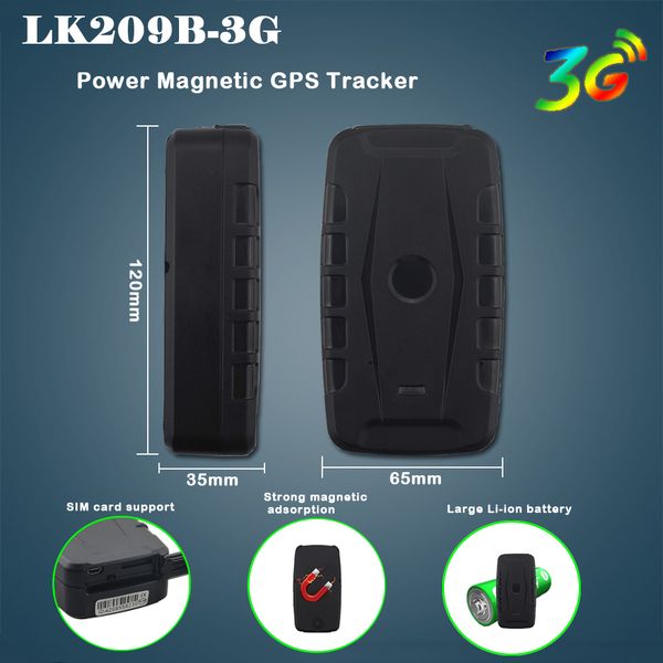 

3g tracker lk209b-3g vehicle waterproof tracking device wcdma locator gsm gprs tracker 120 days standby time strong magnet gps